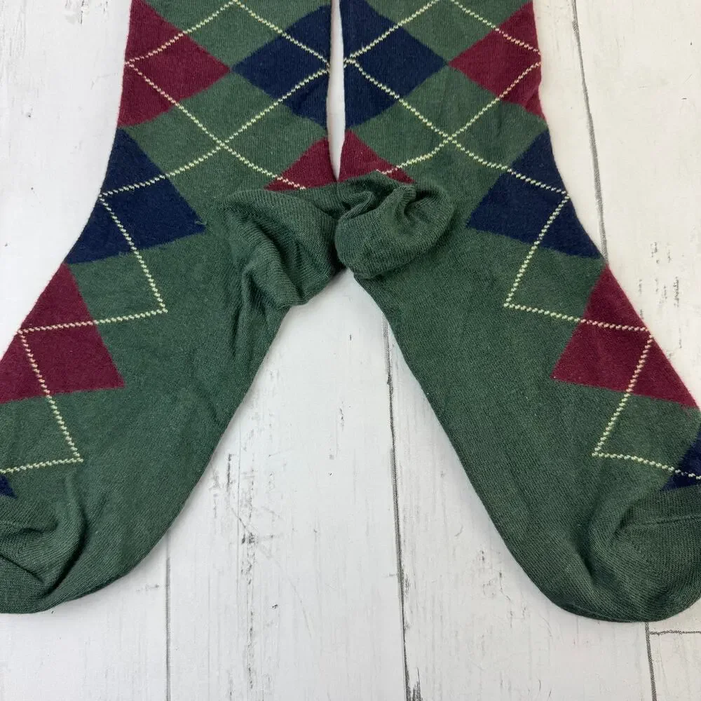 Polo Ralph Lauren Green Embroidered Pony Mercerized Argyle Dress Socks